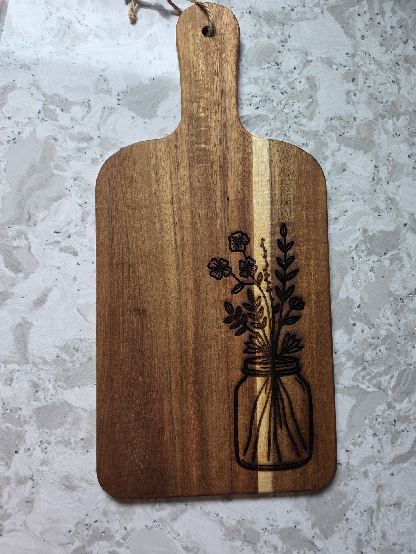 Mason Jar Wildflower Cutting Board